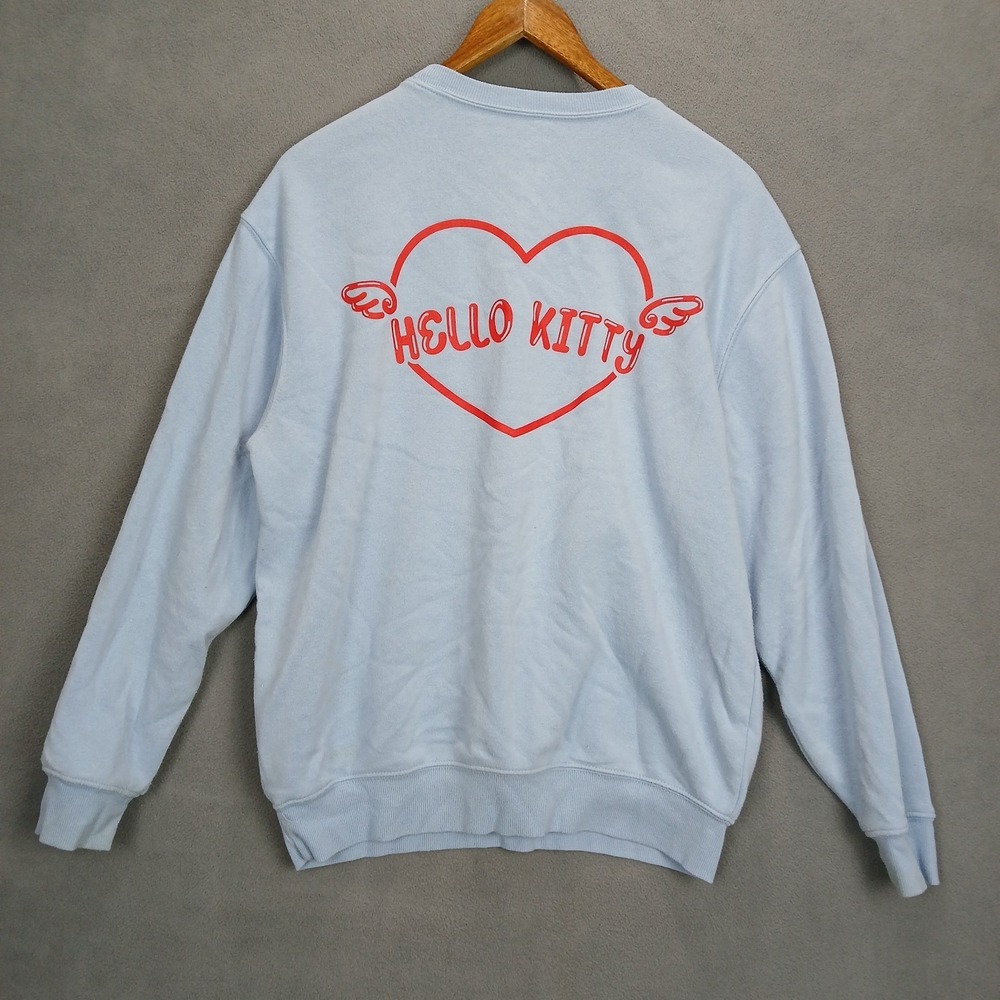 Hello Kitty Sewing Hybrid‎ Sweatshirt Womens Medium Light Blue Ribbed Graphic - Picture 6 of 6